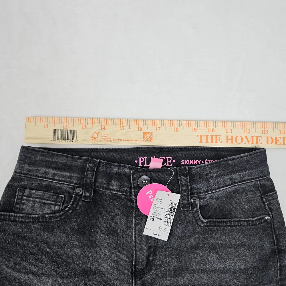 Children’s Place Girls Skinny Jeans Size 12 Nimbus Wash Black NEW Denim